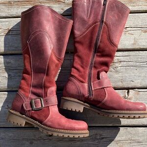 Bos & Co. Women's Burgundy Leather Combat Boots